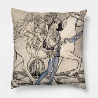 The Horse He Led at the Bit by John Bauer Pillow