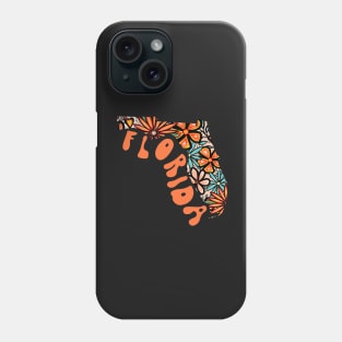 Florida State Design | Artist Designed Illustration Featuring Florida State Outline Filled With Retro Flowers with Retro Hand-Lettering Phone Case