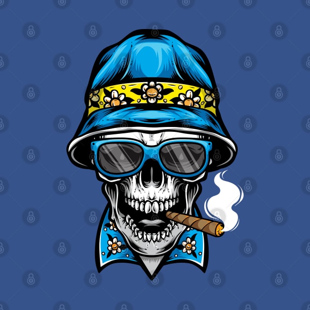 Smoking Skull Funny by Mako Design 