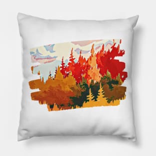 Autumn Forest Trees Painting Brushstroke Pillow