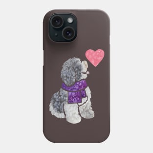 Polish Lowland Sheepdog watercolour Phone Case