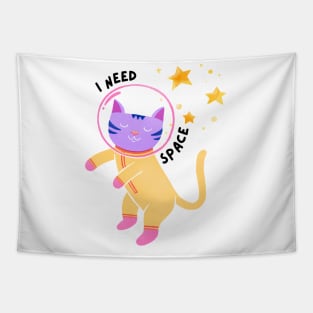 Cat Need Space - Funny Introvert Tapestry