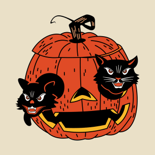 Two black cats and a pumpkin T-Shirt