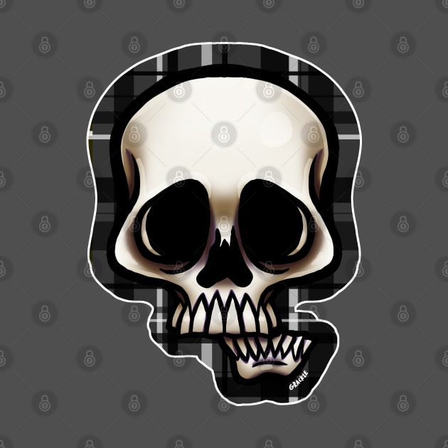 Gray Plaid Skull by Jan Grackle