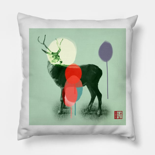 Deer Twilight Pillow by Beni-Shoga-Ink