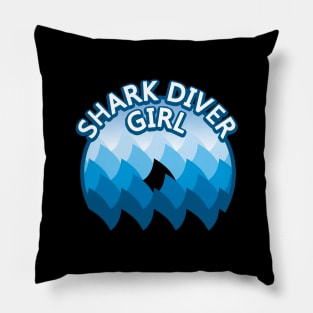 Shark Diver Girl Pillow