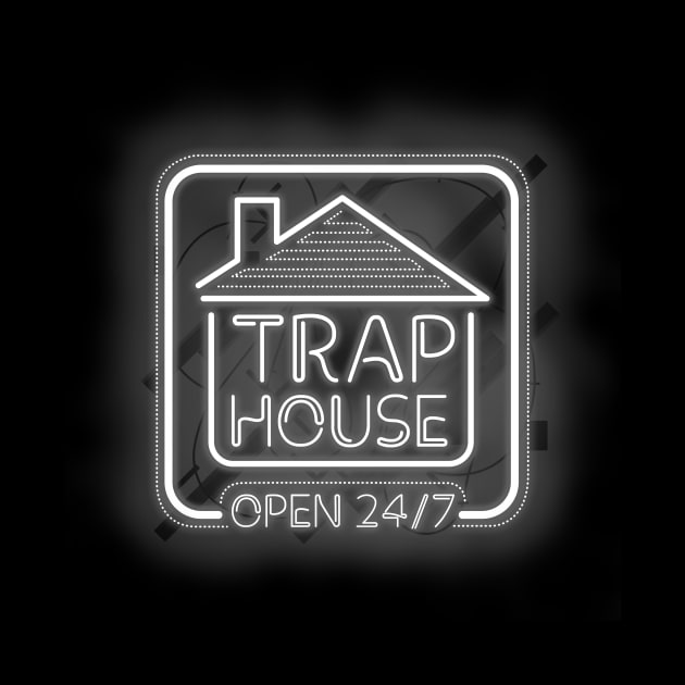 Trap House open 24/7 - White Neon by TraphouseTapestry