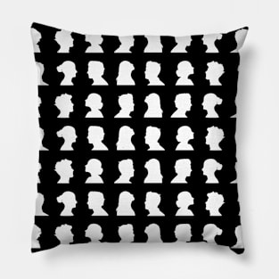 Black and White face silhouette pattern Pillow