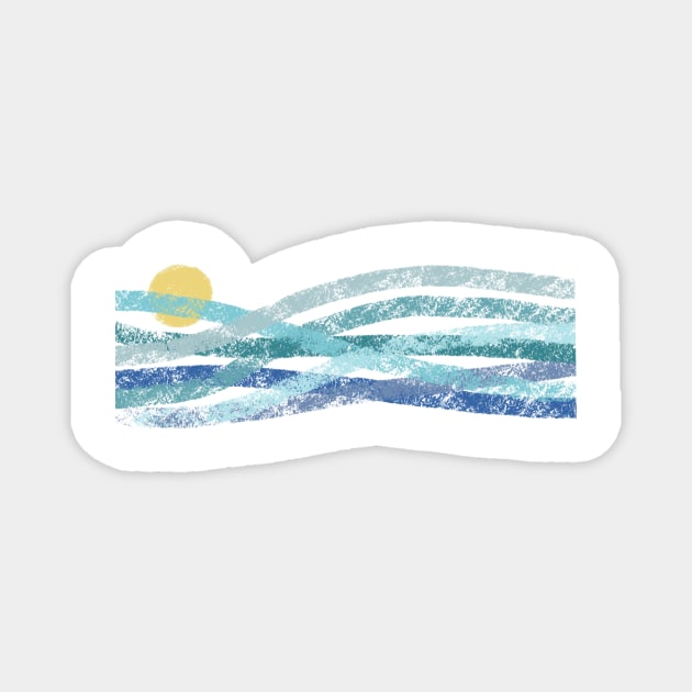 Sunset Wave Lines Magnet by Vanphirst