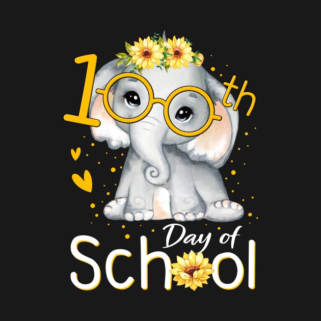 Teacher 100th Day Of School Elephant With Sunflower Girls by schirmerbas