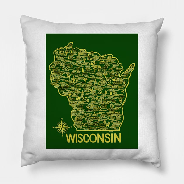Wisconsin Map Pillow by fiberandgloss