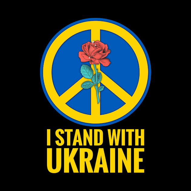 I Stand With Ukraine, Peace Symbol, Ukraine Flag Colors by PorcupineTees