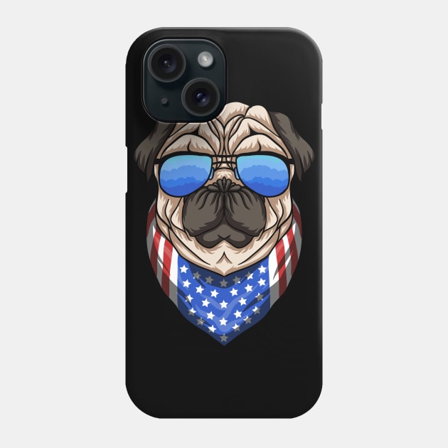 American pug dog with glasses Phone Case by sharukhdesign