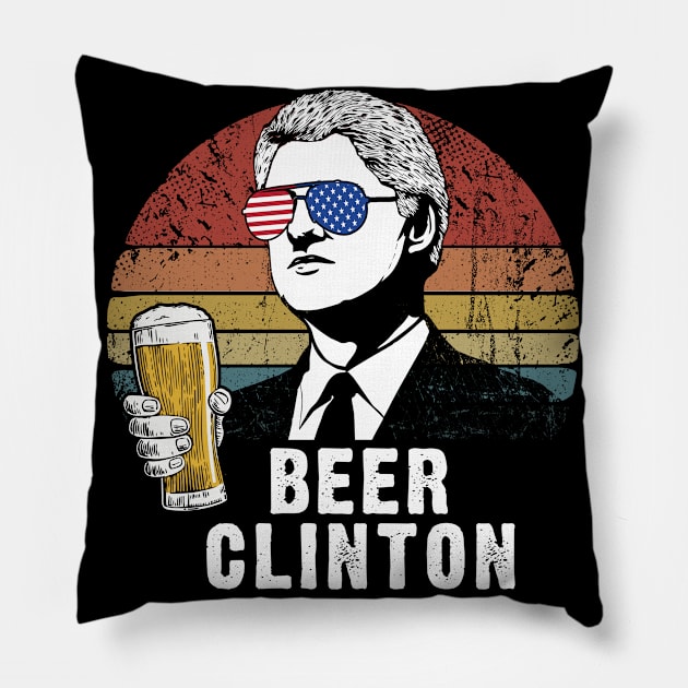 Beer Clinton Vintage USA Flag Gift Beer Lover Pillow by cotevalentine