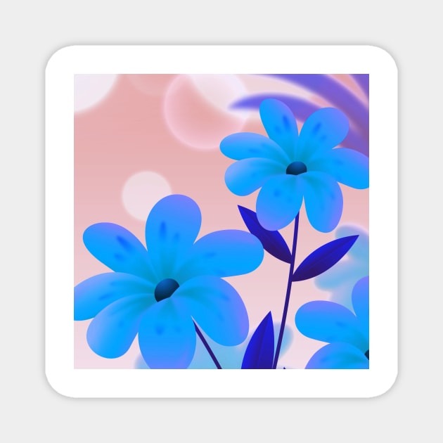 Flowers Art Aqua Blue Magnet by Tshirtstory