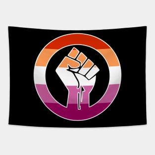 Black Lives Matter Fist Circled LGBTQ Flag Lesbian Pride Tapestry