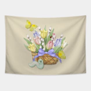 Spring Tulip Basket Tapestry