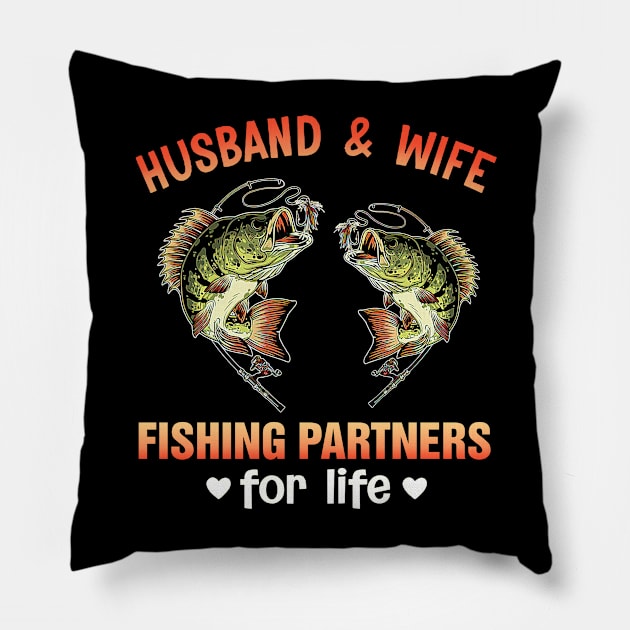 Husband And Wife Fishing Partners For Life Pillow by sueannharley12