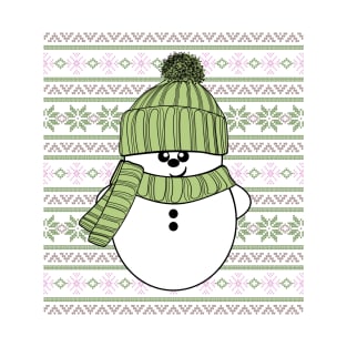 Krimbles Cheeky Festive Snowman Poinsettia Ugly Christmas Sweater T-Shirt