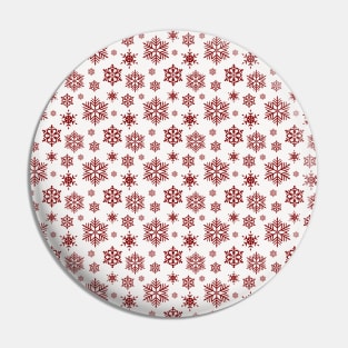 Dark Christmas Candy Apple Red Snowflakes on White Pin