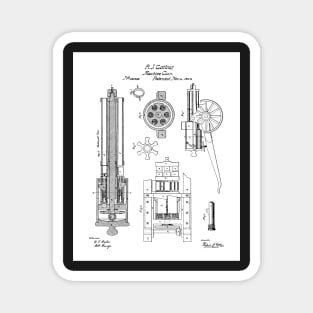 Gatling Machine Gun Patent - Gun Lover Gun Shop Art - White Magnet