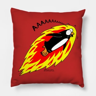 Flaming Flying Screaming Penguin Pillow