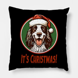 English Setter Dog Santa Hat Excited Loves Christmas Pillow