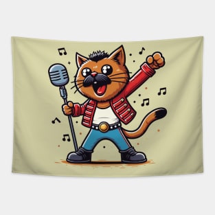 Rockstar cat Tapestry