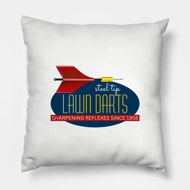 Steel Tipped Lawn Darts! Fun For Fast Kids of All Ages! Pillow by Flint Phoenix