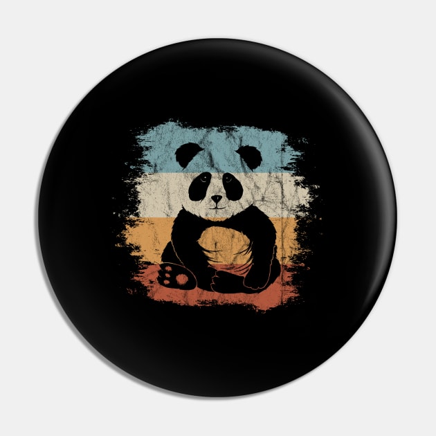 Funky Cute 80s Retro Panda Bear Silhouette Pin by SkizzenMonster