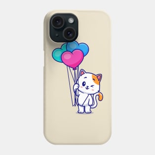 Cute Cat Holding Love Heart Balloon Cartoon Phone Case