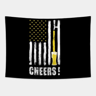 Craft Beer American Flag USA T-Shirt, 4th July CHEERS T-Shirt Tapestry