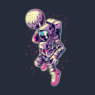 Astronaut Playing Basketball With The Moon T-Shirt