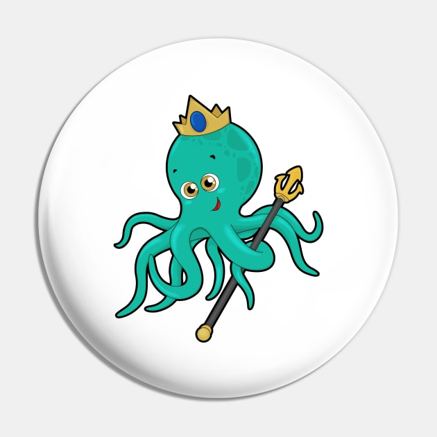 Octopus as King with Trident Pin by Markus Schnabel