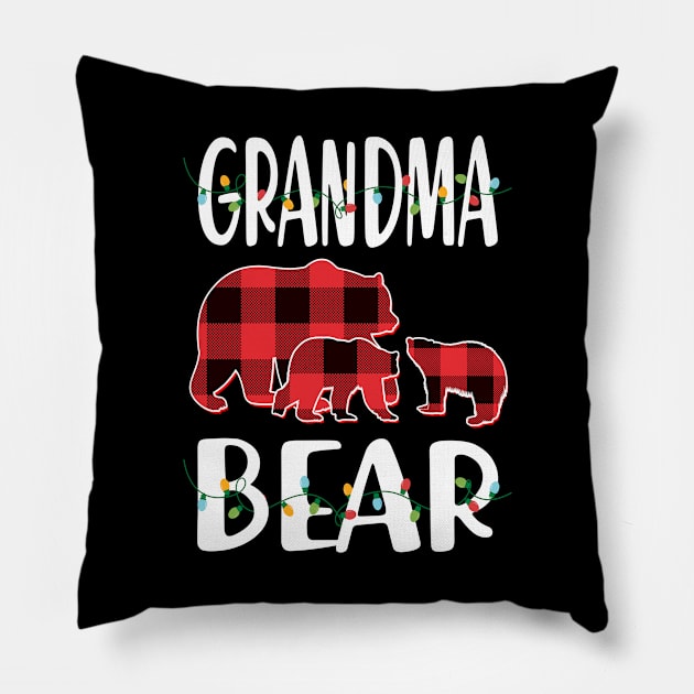 Grandma Bear Red Plaid Christmas Pajama Matching Family Gift Pillow by intelus