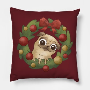 Merry Pugmas Wreath Pillow