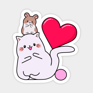 Kawaii style, mouse lovers, Valentine's Day, cute kawaii mice and cats . Magnet