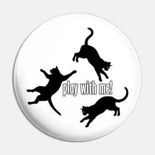 Playful Trio: Black Cat Silhouette Circle Pin