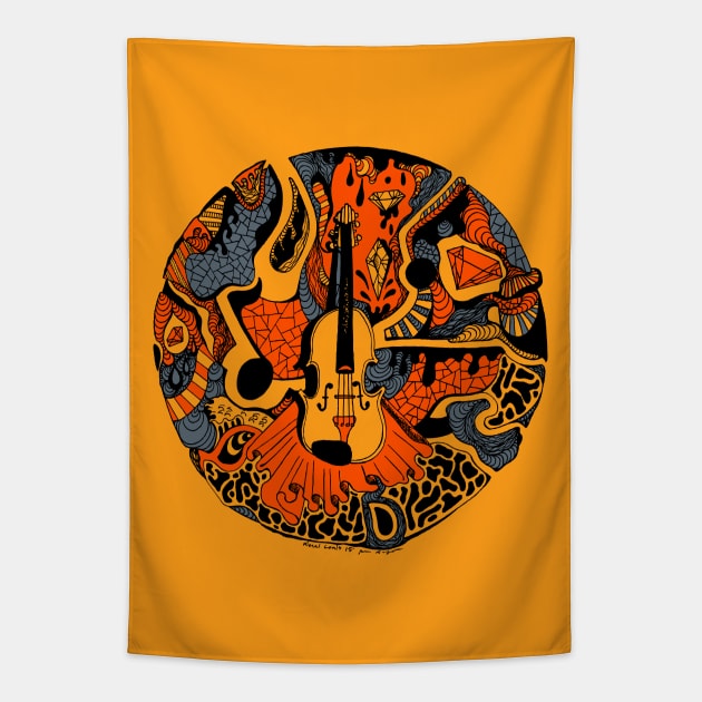 Orangrey Circle of Music Tapestry by kenallouis