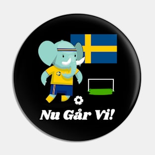 ⚽ Sweden Football, Elephant Scores a Goal, Nu Går Vi! Team Spirit Pin