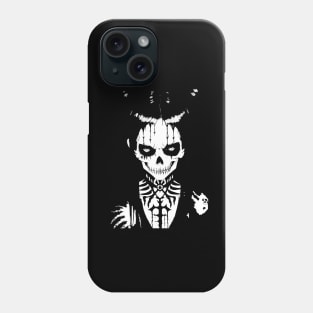 Sinister looking girl in black and white art Phone Case