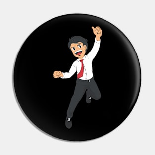 Businessman or Office Worker Jumping in Joy Pin