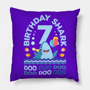 Birthday Shark Doo Doo 7th Birthday Gift Pillow