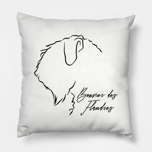 Bouvier des Flandres profile dog lover Pillow by wilsigns