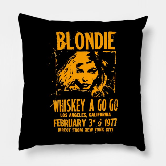 Vintage Blondie Music Whiskey A Go Go Pillow by Ice Cream Monster