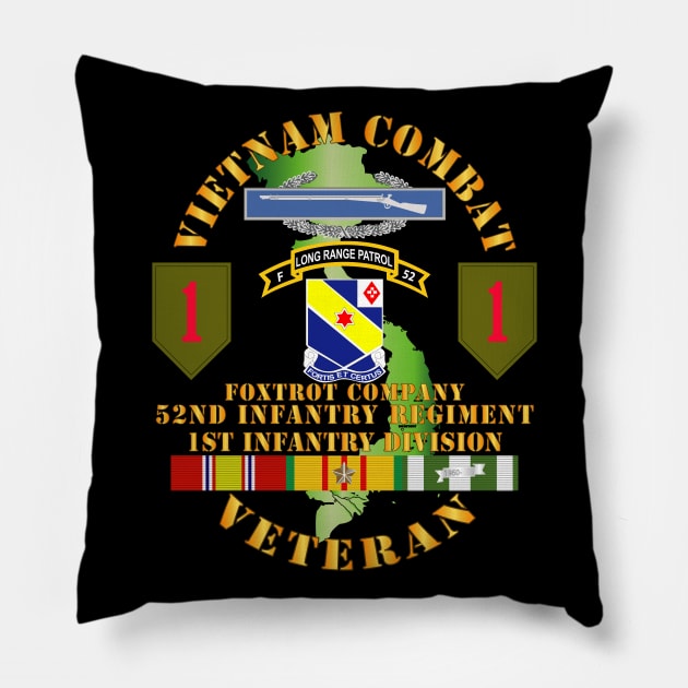 Vietnam Combat Infantry Vet - F Co 52nd  LRRP - Inf 1st Inf Div SSI Pillow by twix123844