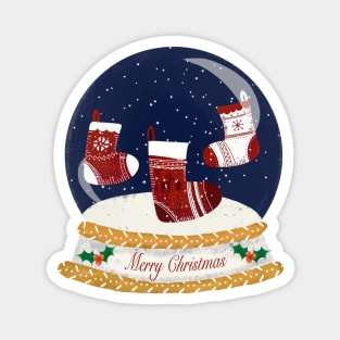 Stockings Snow Globe Magnet