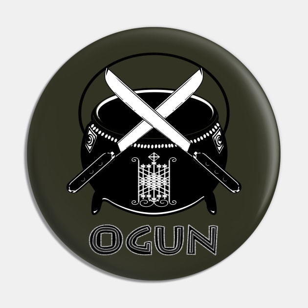 Ogun Veve Cauldron and Crossed Machetes Pin by geodesyn