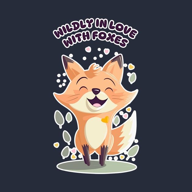 Wildly in Love with Foxes Fun and Cute Animal Print Design by Space Surfer 