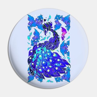 Blue Peacock Pin